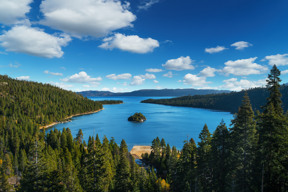 a lake surrounded by mountains