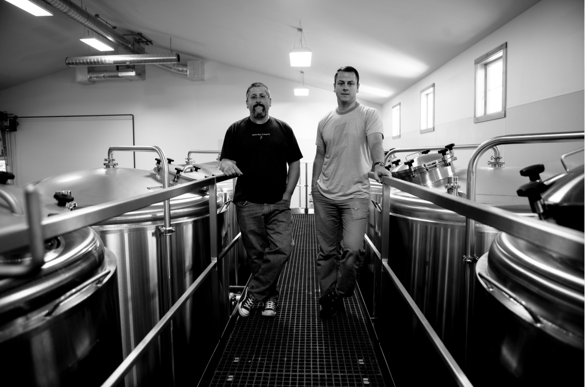 founders of Maine Beer Company in their brewing room